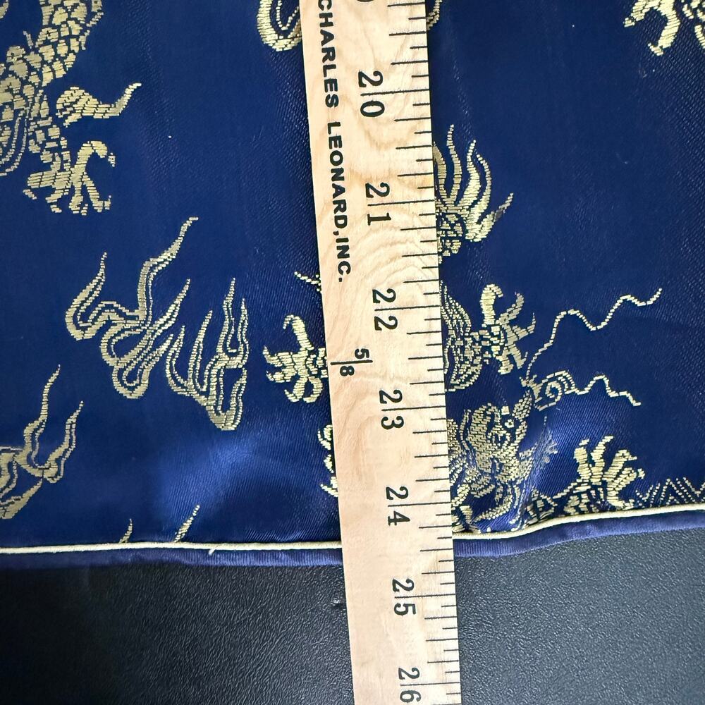 MATSUZAKI Vintage Oriental Unisex Top XXL Blue & Gold Dragon Embroidered Detail - Picture 8 of 9